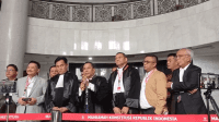 Tim hukum Prabowo dan Gibran usai sidang sengketa Pilpres, Senin, 1/4/2024 | Syahrul Baihaqi/Forum Keadilan