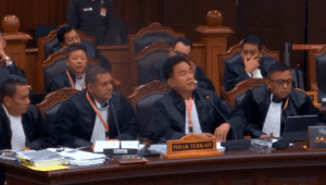 Tim pembela Prabowo dan Gibran dalam sidang sengketa hasil Pilpres 2024 di Gedung MK, Jakarta Pusat, Selasa, 2/4/2024 | Dok. MK