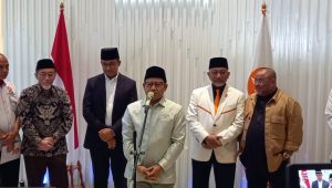 Ketua Umum PKB Muhaimin Iskandar atau Cak Imin saat konferensi pers di Gedung DPP PKS, Jalan TB Simatupang, Jakarta Selatan, Selasa, 23/4/2024 | M. Hafid/Forum Keadilan