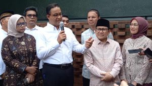 Anies Baswedan dan Muhaimin Iskandar saat konferensi pers usai pembubaran Timnas AMIN, di Lebak Bulus, Jakarta Selatan, Selasa, 30/4/2024 | M. Hafid/Forum Keadilan