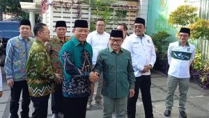 Plt Ketua Umum PPP Ahmad Mardiono dan Ketua Umum PKB Muhaimin Iskandar di kantor DPP PKB, Jakarta Pusat, Senin, 29/4/2024 | M. Hafid/Forum Keadilan