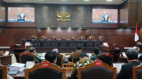 Sidang sengketa Perselisihan Hasil Pemilihan Umum (PHPU) Pilpres 2024 yang dilangsungkan di Gedung Mahkamah Konstitusi, Jakarta Pusat, Senin, 1/4/2024 | Syahrul Baihaqi/Forum Keadilan