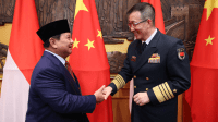 Menteri Pertahanan RI dan Presiden terpilih Prabowo Subianto bertemu dengan Menteri Pertahanan Cina Admiral Dong Jun di Beijing, Cina, Selasa, 2/4/2024. | Akun X/Twitter @prabowo