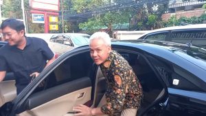 Ganjar Pranowo saat menghadiri acara HUT ke 10 Jangkar Baja di kawasan Tebat, Jakarta Selatan, Jumat, 10/5/2024 | M. Hafid/Forum Keadilan