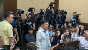 Wakil Presiden ke-10 dan 12 Republik Indonesia (RI) Jusuf Kalla (JK) di Pengadilan Tindak Pidana Korupsi (Tipikor), Jakarta Pusat, Kamis, 16/5/2024 | Ari Kurniansyah/Forum Keadilan