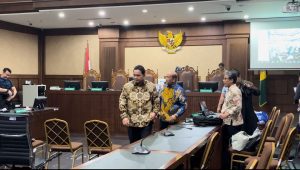 Mantan anggota III BPK Achsanul Qosasi di Pengadilan Tipikor Jakarta Pusat, Selasa 28/5/2024. I Merinda Faradianti/Forum Keadilan