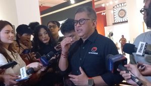Sekjen PDIP Hasto Kristiyanto saat konferensi pers di Galeri Nasional Indonesia, Jakarta Pusat, Senin, 13/5/2024 | M. Hafid/Forum Keadilan