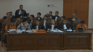 Komisi Pemilihan Umum (KPU) dalam Sidang Sengketa perselisihan hasil pemilihan umum (PHPU) Pileg 2024 di Sidang Panel II yang digelar di Gedung Mahkamah Konstitusi, Jakarta, Senin, 6/5/24 | YouTube Mahkamah Konstitusi