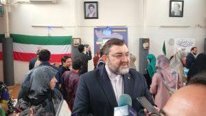 Dubes Iran untuk Indonesia Mohammad Boroujerdi memberikan keterangnnya usai memberikan hak suaranya di Jakarta, Jumat, 28/6/2024. I Syahrul Baihaqi/Forum Keadilan