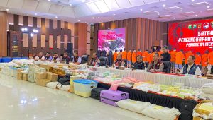 Konferensi pers Satuan Tugas (Satgas) Penanggulangan, Penyalahgunaan, dan Peredaran Gelap Narkoba (P3GN) Polri tentang pengungkapan narkoba di Bareskrim Polri, Jakarta Selatan, Selasa, 9/7/2024 | Ari Kurniansyah/Forum Keadilan