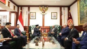 Menteri Pertahanan (Menhan) Prabowo Subianto dan Perdana Menteri (PM) Papua Nugini, James Marape bertemu di Kantor Kementerian Pertahanan, Jakarta, Senin (15/7/2024) | Dok Biro Humas Setjen Kemhan