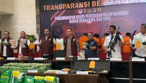 Konferensi pers pengungkapan kasus peredaran gelap narkoba bahan berbahaya dan TPPU, di Bareskrim Polri, Jakarta Selatan, Senin, 22/7/2024 | Ari Kurniansyah/Forum Keadilan