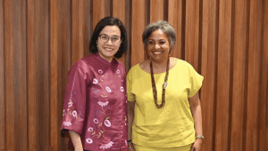 Menteri Keuangan (Menkeu) Sri Mulyani Indrawati menerima kedatangan US Treasury Department Assistant Secretary for International Trade and Development, Alexia Latortue di kantornya, pada Kamis, 11/7 sore. | Dok Instagram smindrawati