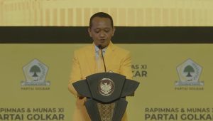 Ketua Umum Partai Golkar Bahlil Lahadalia dalam sambutannya pada penutupan Musyawarah Nasional (Munas) XI Partai Golkar di Jakarta Convention Center (JCC), Jakarta Pusat, Rabu, 21/8/2024 malam | YouTube Golkar Indonesia