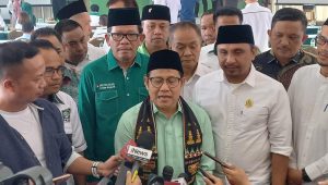 Ketua Umum PKB Muhaimin Iskandar alias Cak Imin saat memberikan keterangan pers di Kantor DPP PKB, Jakarta Pusat, Kamis, 15/8/2024 | Ali Mansur/Forum Keadilan