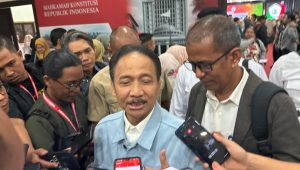 Ketua Mahkamah Konstitusi (MK) Suhartoyo saat ditemui di Bogor, Jawa Barat, Senin, 26/8/2024 | Syahrul Baihaqi/Forum Keadilan