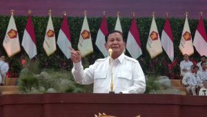 Ketua Umum Gerindra Prabowo Subianto saat berpidato dalam acara Rapimnas Gerindra di Indonesia Arena, GBK, Jakarta Pusat, Sabtu, 31/8/2024 | YouTube GerindraTV