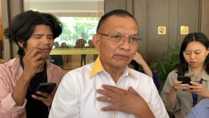 Politisi Partai Golkar Lodewijk Freidrich Paulus menghadiri deklarasi pasangan calon (paslon) Ridwan Kamil-Suswono di Hotel Sultan, Jakarta Pusat, Senin, 19/8/2024 | Ali Mansur/Forum Keadilan