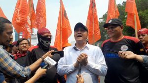 Ketua Tim Kuasa Hukum Partai Buruh Said Salahudin di kawasan Patung Kuda, Jakarta Pusat, Selasa, 20/8/2024 | Novia Suhari/Forum Keadilan
