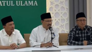 Sekretaris Jenderal Pengurus Besar Nahdlatul Ulama (PBNU) Saifullah Yusuf alias Gus Ipul menggelar konferensi pers terkait perseteruan dengan Partai Kebangkitan Bangsa (PKB), di kantor PBNU, Jalan Kramat Raya, Jakarta Pusat, Selasa, 6/8/2024 | Ali Mansur/Forum Keadilan