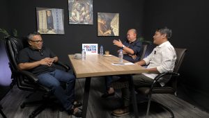 Dari kiri ke kanan, Tokoh ulama muda NU asal Madura Ishlah Bahrawi, Patrice Rio Capella, dan Rafael Sebayang dalam Poltak (Politik Taktis) Forum Keadilan, Kamis, 9/8/2024 I Reza Fadilla/Forum Keadilan