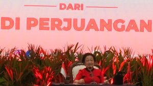 Ketua Umum Partai Demokrasi Indonesia Perjuangan (PDIP) Megawati Soekarnoputri dalam pidatonya setelah mengumumkan bakal calon kepala daerah yang diusung PDIP di Kantor DPP PDIP, Jakarta Pusat, Senin, 26/8/2024 | Ali Mansur/Forum Keadilan