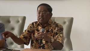 Ketua Dewan Pembina Bappilu Partai Golkar Idrus Marham saat konferensi pers di IM Center, Jakarta Pusat, Selasa, 13/8/2024 | Ali Mansur/Forum Keadilan