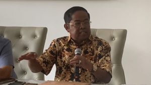 Ketua Dewan Pembina Bappilu Partai Golkar Idrus Marham saat konferensi pers di IM Center, Jakarta Pusat, Selasa, 13/8/2024 | Ali Mansur/Forum Keadilan