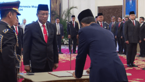 Presiden Joko Widodo (Jokowi) resmi melantik Supratman Andi Agtas menggantikan posisi Menteri Hukum dan HAM (Menkumham) Yasonna Laoly di Kabinet Indonesia Maju (KIM) dalam sisa masa jabatan periode tahun 2019-2024 di Istana Negara, Jakarta Pusat, Senin, 19/8/2024. | YouTube Sekretariat Presiden