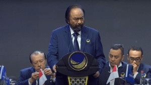 Ketua Umum (Ketum) NasDem Surya Paloh dalam pidatonya dalam Kongres ke-III NasDem di JCC, Jakarta Pusat, Selasa, 27/8/2024. | YouTube NasDem TV