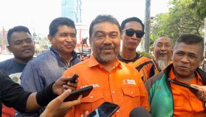 Presiden Partai Buruh Said Iqbal di kawasan Patung Kuda, Jakarta Pusat, Selasa, 20/8/2024 | Novia Suhari/Forum Keadilan