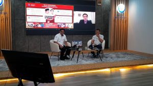 Direktur Jenderal Penguatan Daya Saing Produk Kelautan dan Perikanan (PDSPKP) Budi Sulistyo saat hadir secara online dalam diskusi mengenai susu ikan untuk program makan bergizi gratis di Kantor KKP, Jakarta Pusat, Selasa, 17/9/2024 | Novia Suhari/Forum Keadilan