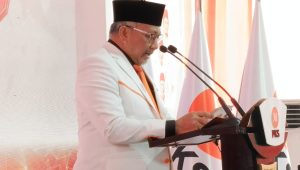 Presiden PKS Ahmad Syaikhu saat memberikan sambutan pada acara Rapat Pimpinan Nasional (Rapimnas) di Kantor DPP PKS, Jakarta Selatan, Kamis, 19/9/2024 | Ali Mansur/Forum Keadilan