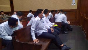 Para terdakwa pegawai rumah tahanan negara (Rutan) Komisi Pemberantasan Korupsi (KPK) di di Pengadilan Tipikor Jakarta, Senin, 23/9/2024 | Merinda Faradianti/Forum Keadilan