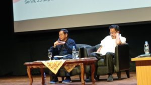 Calon Gubernur dan Wakil Gubernur Jakarta dari Partai Demokrasi Indonesia (PDIP) Pramono Anung (kemeja hitam)-Rano Karno (kemeja putih) di Teater Kecil Taman Ismail Marzuki (TIM) di Cikini, Jakarta Pusat, Senin, 23/9/2024 | Ali Mansur/Forum Keadilan