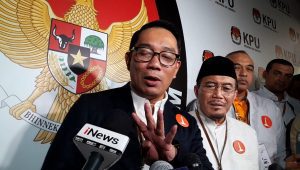 Calon Gubernur dan Wakil Gubernur Jakarta Ridwan Kamil-Suswono di Komisi Pemilihan Umum (KPU) DKI Jakarta, Senin, 23/9/2024 | Novia Suhari/Forum Keadilan