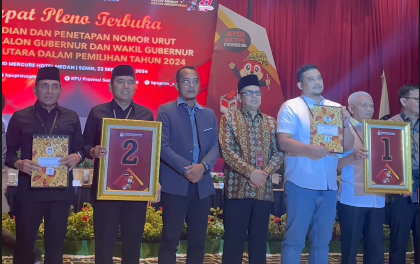 Penetapan Nomor Urut Pilgub Sumut: Bobby-Surya 1, Edy-Hasan 2