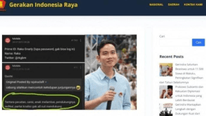 Situs gerinda.org memuat berita soal akun Fufufafa yang disebut milik dari Wakil presiden (Wapres) RI Gibran Rakabuming Raka | Ist