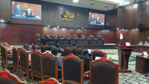 Sidang Perkara Nomor 3/PUU-XXII/2024 yang diajukan oleh Jaringan Pemantau Pendidikan Indonesia (JPPI) dan beberapa individu ke Mahkamah Konstitusi (MK), Selasa, 15/10/2024 | Syahrul Baihaqi/Forum Keadilan