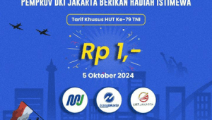 Pemprov DKI Jakarta memberikan fasilitas transportasi murah seharga Rp1 untuk masyarakat yang ingin bepergian menggunakan angkutan umum saat HUT TNI yang ke-79. | Instagram @dishubdkijakarta