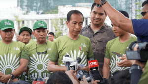 Presiden Joko Widodo (Jokowi) usai menghadiri Nusantara TNI Fun Run 2024 di kawasan IKN, Kalimantan Timur, Minggu, 6/10/2024. | YouTube Sekretariat Presiden