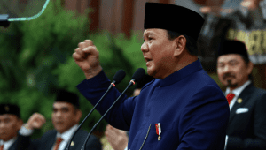 Presiden RI ke-8 Prabowo Subianto memberikan pidato dalam acara pelantikan tiba di gedung MPR/DPR, Jakarta Pusat, Minggu, 20/10/2024 | Dok Humas Setkab/Rahmat