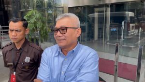 Politisi Golkar sekaligus anggota DPR RI Agun Gunandjar Sudarsa di Gedung Merah Putih KPK, Jakarta Selatan, Selasa, 19/11/2024 | Merinda Faradianti/Forum Keadilan