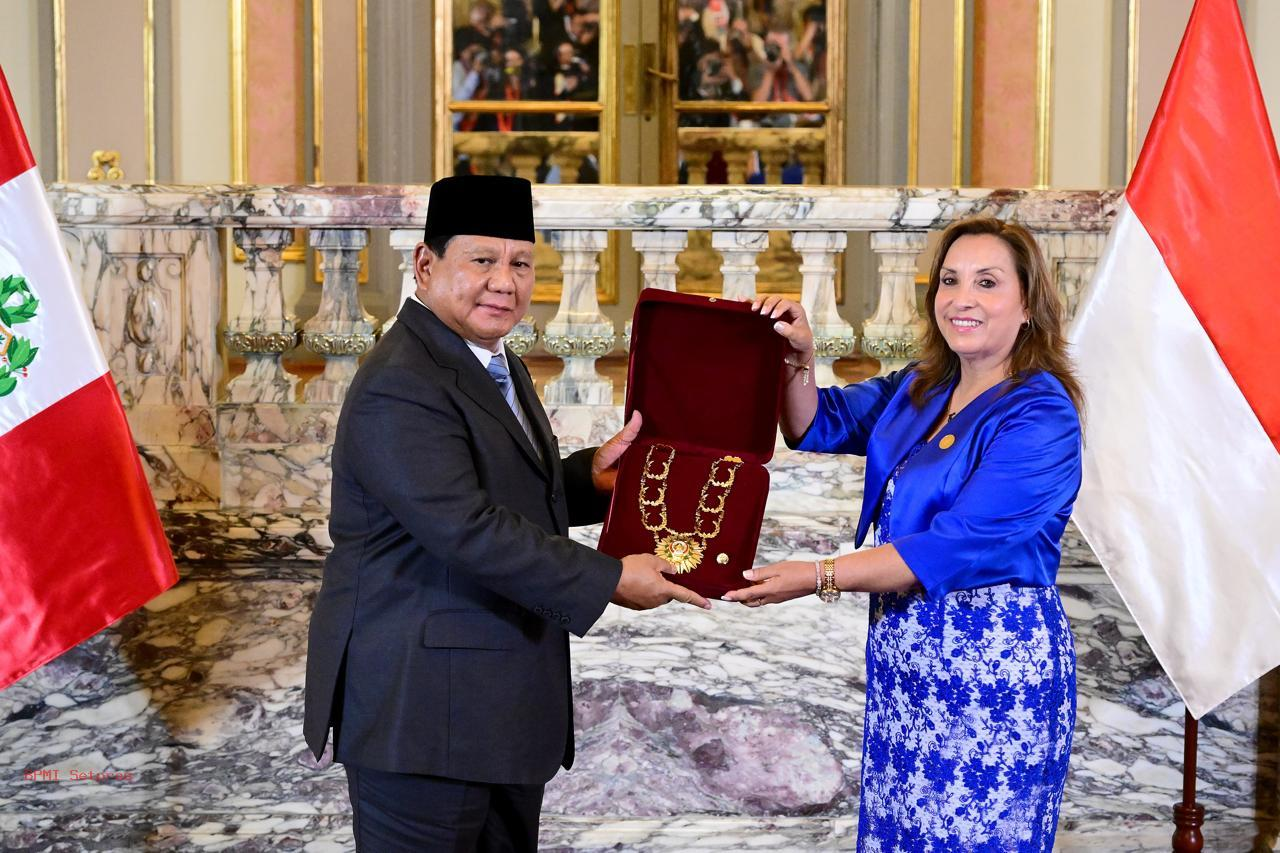 Prabowo Terima Penghargaan Tertinggi El Sol del Peru: Ini Merupakan Suatu Kehormatan