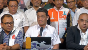 Ketua Tim Pemenangan RIDO Ahmad Riza Patria dalam konferensi pers tim RIDO di DPD Golkar, Jakarta Pusat, Kamis, 28/11/2024 dini hari | Ist