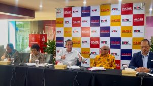 Dewas KPK di konferensi pers Laporan Kinerja Dewas KPK periode 2019-2024 di Gedung C1 atau ACLC KPK, Kuningan, Jakarta Selatan, Kamis, 12/12/2024 | Merinda Faradianti/Forum Keadilan