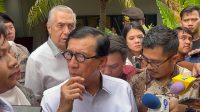 Mantan Menteri Hukum dan Hak Asasi Manusia (Menkumham) Yasonna H Laoly di Gedung Merah Putih KPK, Rabu, 18/12/2024 | Merinda Faradianti/Forum Keadilan