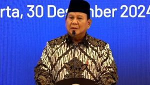 Presiden Prabowo berpidato di Musrenbangnas RPJMN 2024-2029 di Gedung Bappenas, Senin, 30/12/2024. I Ist
