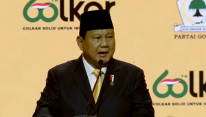 Presiden Prabowo Subianto saat memberikan sambutan di HUT ke-60 Partai Golkar, Kamis, 12/12/2024 | Ist