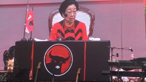 Ketua Umum PDI Perjuangan Megawati Soekarnoputri di HUT ke-52 PDI Perjuangan di Sekolah Partai PDI Perjuangan, Jakarta Selatan, Jumat, 10/1/2025 | Muhammad Reza/Forum Keadilan